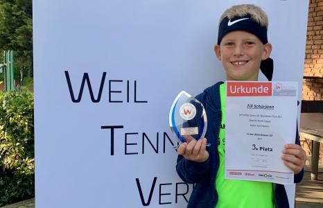 Till Schürjann gewinnt 3. Platz beim 10. WTV-Bambino-Cup des Bezirks Ruhr-Lippe